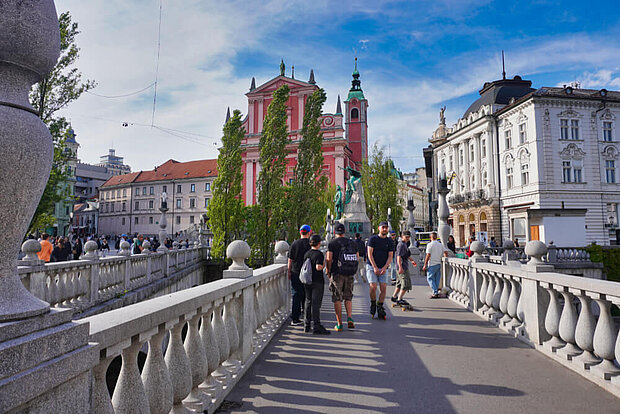 Eine der drei Brücken von Lubljana Hauptstadt Sloweniens