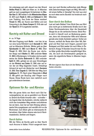autoren selbst unterwegs Beispielseite Beschreibung der Reiserouten im Stefan Loose Travelhandbuch Balkan - Die Adriaroute als Blick ins Buch