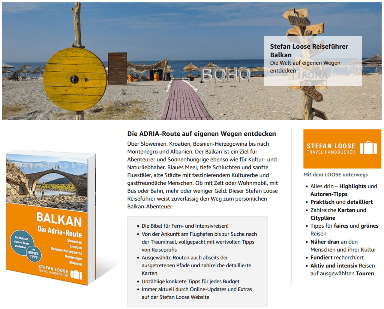 Informationen des Verlages über das Stefan Loose Travelhandbuch Der Balkan-Die Adriaroute