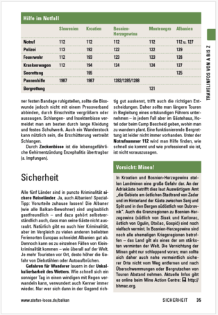 Beispielseite Informationen A-Z im Stefan Loose Travelhandbuch Balkan - Die Adriaroute 2024 als Blick ins Buch