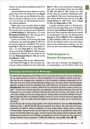 Hintergrundinfos und Kästen Beispielseite für Beschreibung der Resierouten im Stefan Loose Travelhandbuch Balkan - Die Adriaroute als Blick ins Buch