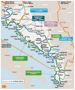 reiserouten Überblick Reiserouten im Stefan Loose Travelhandbuch Balkan - Die Adriaroute als Blick ins Buch